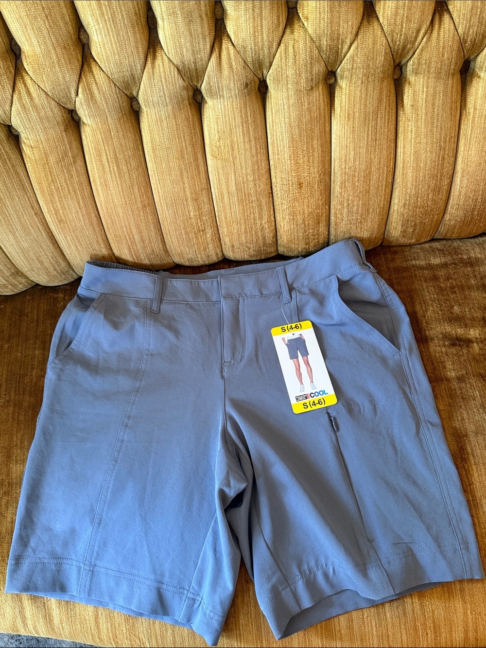 Women’s Light Blue Performance Bermuda Shorts with Pockets